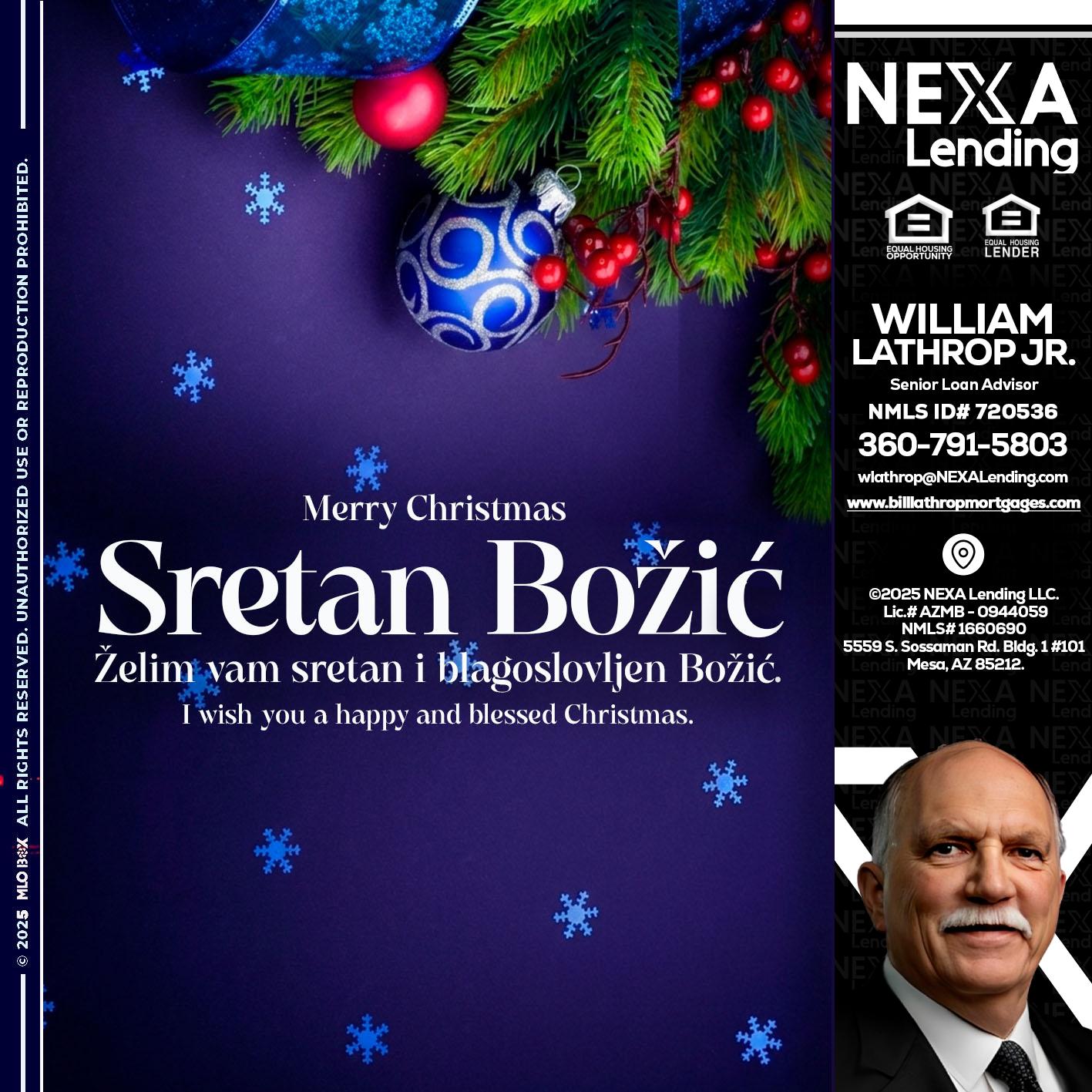 Sretan Božić - Bill Lathrop -Senior Loan Advisor