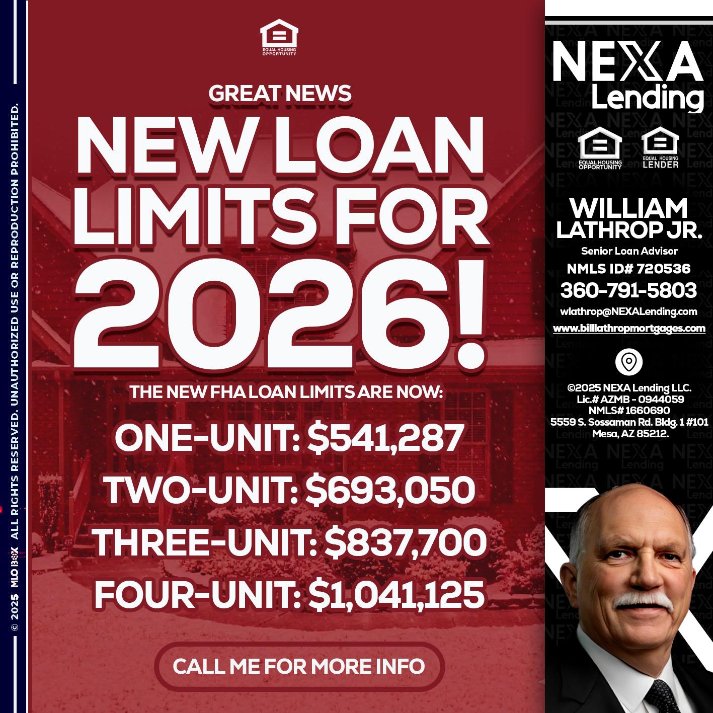 loan limits - Bill Lathrop -Senior Loan Advisor