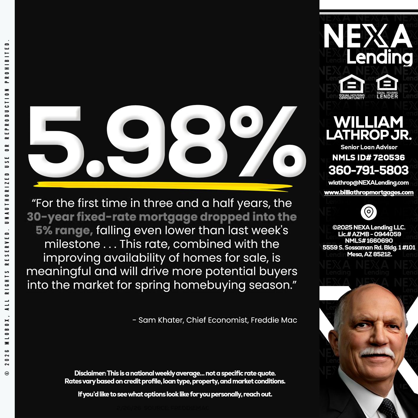 5.98% - Bill Lathrop -Senior Loan Advisor