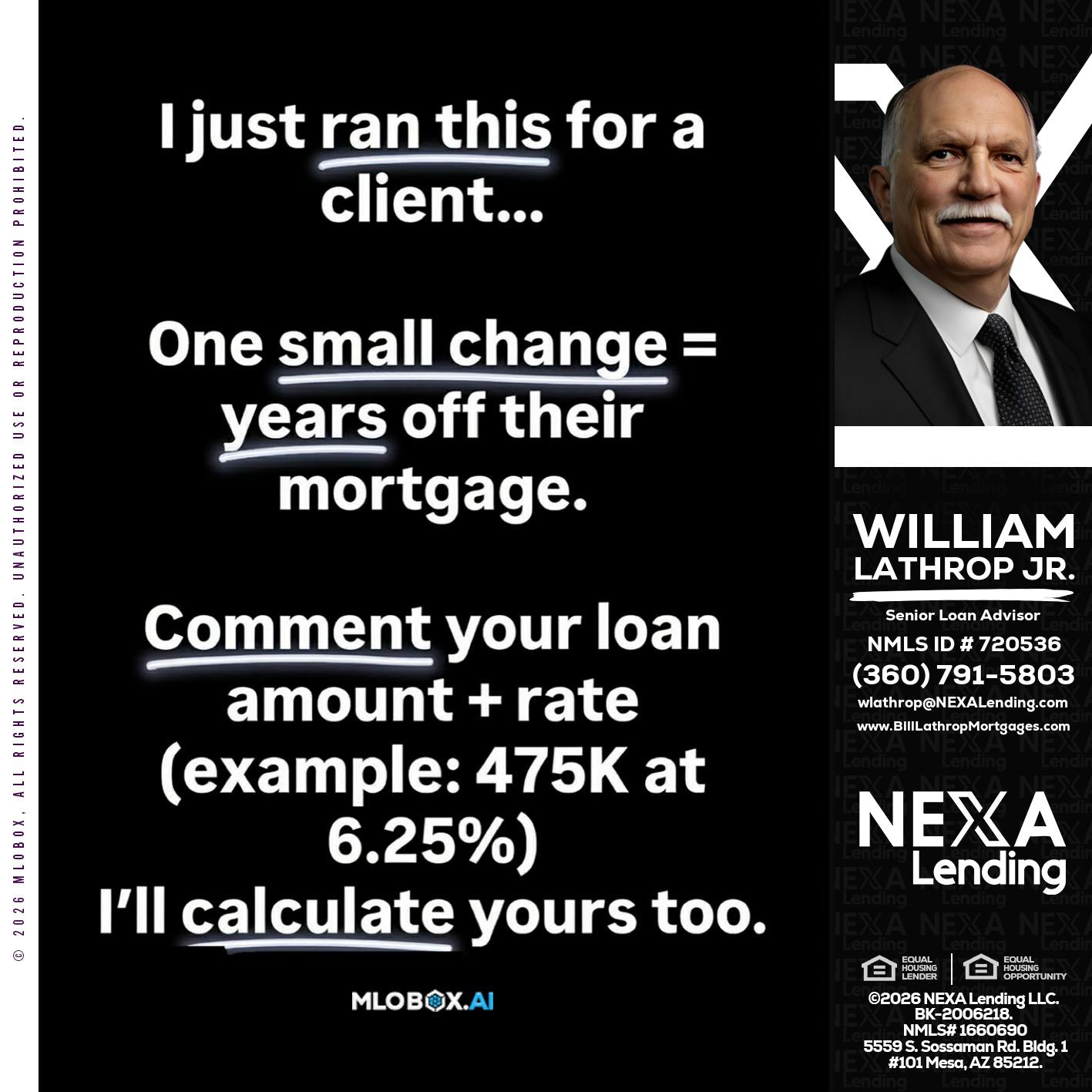 I JUST RAN - Bill Lathrop -Senior Loan Advisor