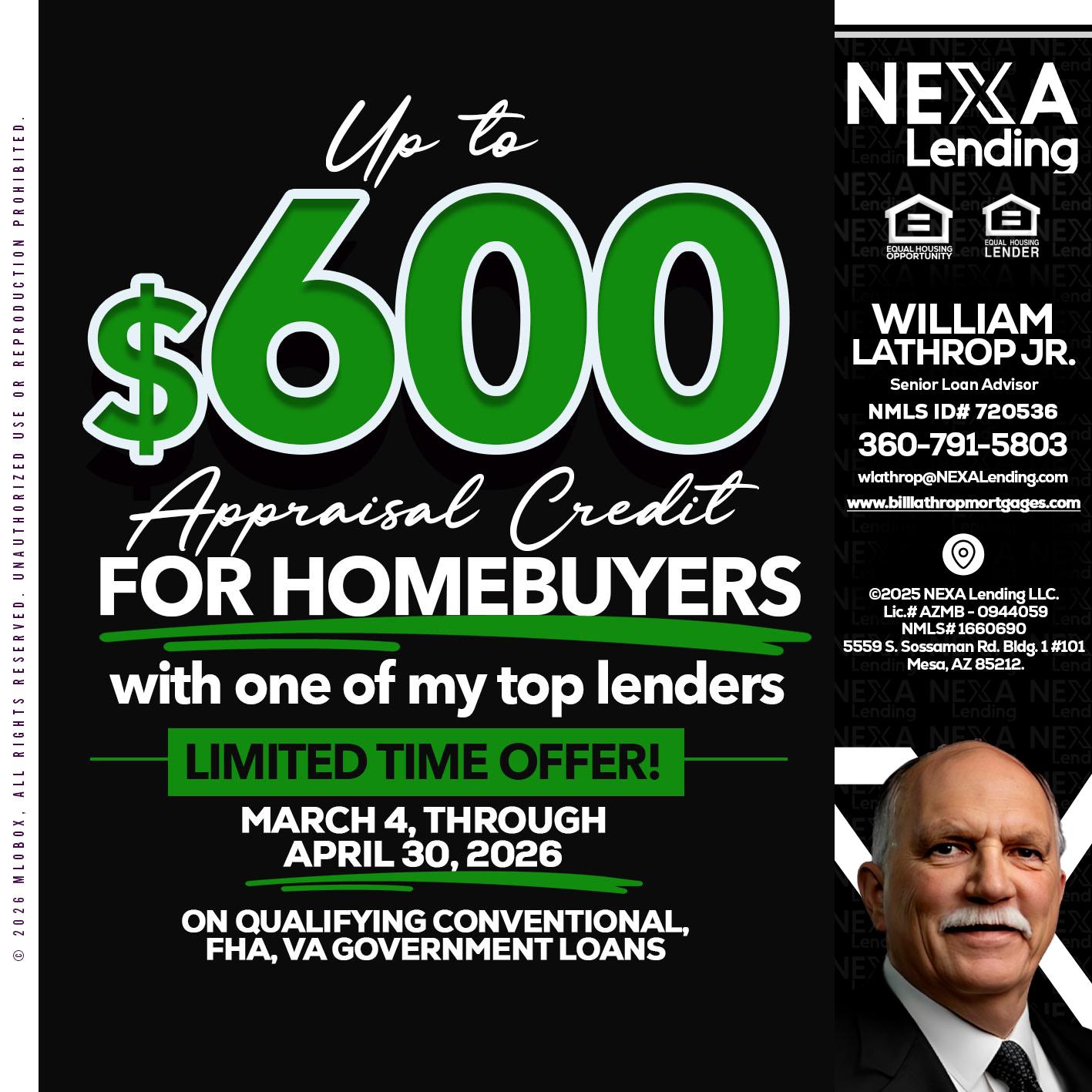 up to $600 - Bill Lathrop -Senior Loan Advisor