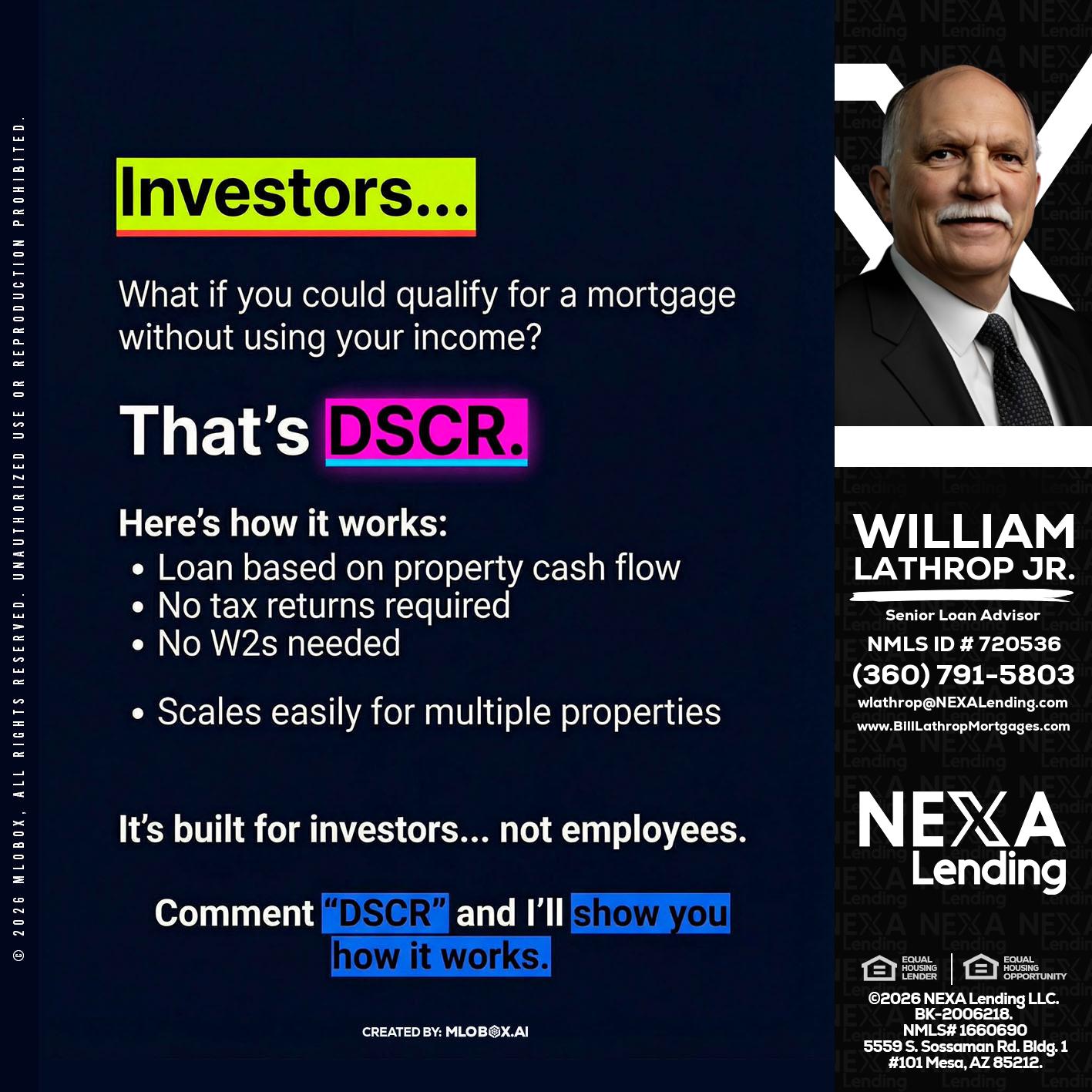 INVESTORS - Bill Lathrop -Senior Loan Advisor