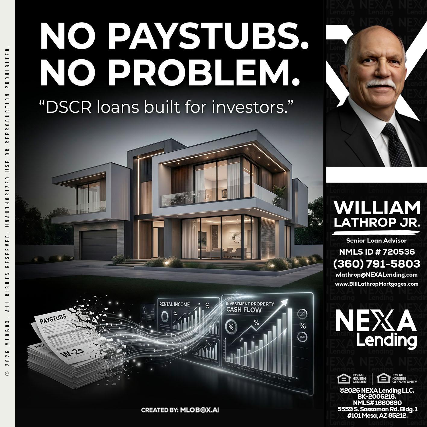 no paystub - Bill Lathrop -Senior Loan Advisor