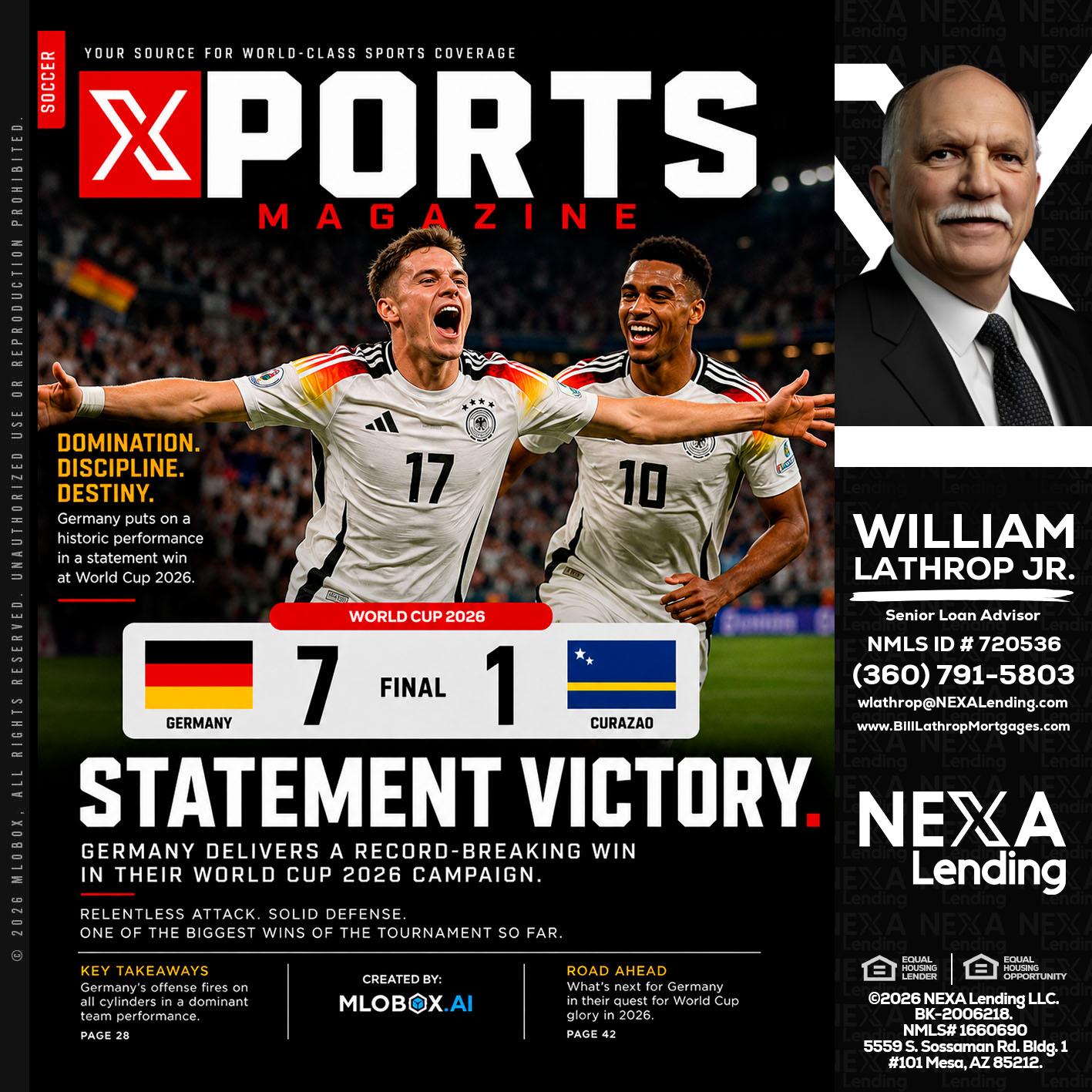 GERMANY VS CURASSAO (7-1) - Bill Lathrop -Senior Loan Advisor