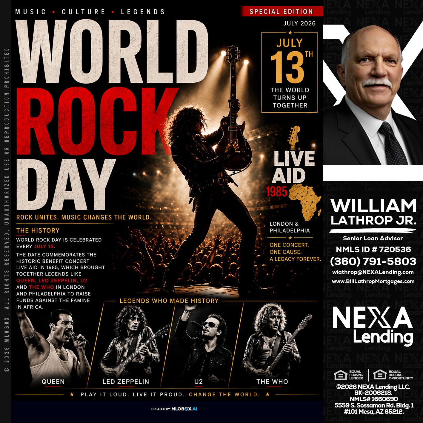WORLD ROCK MUSIC DAY - Bill Lathrop -Senior Loan Advisor