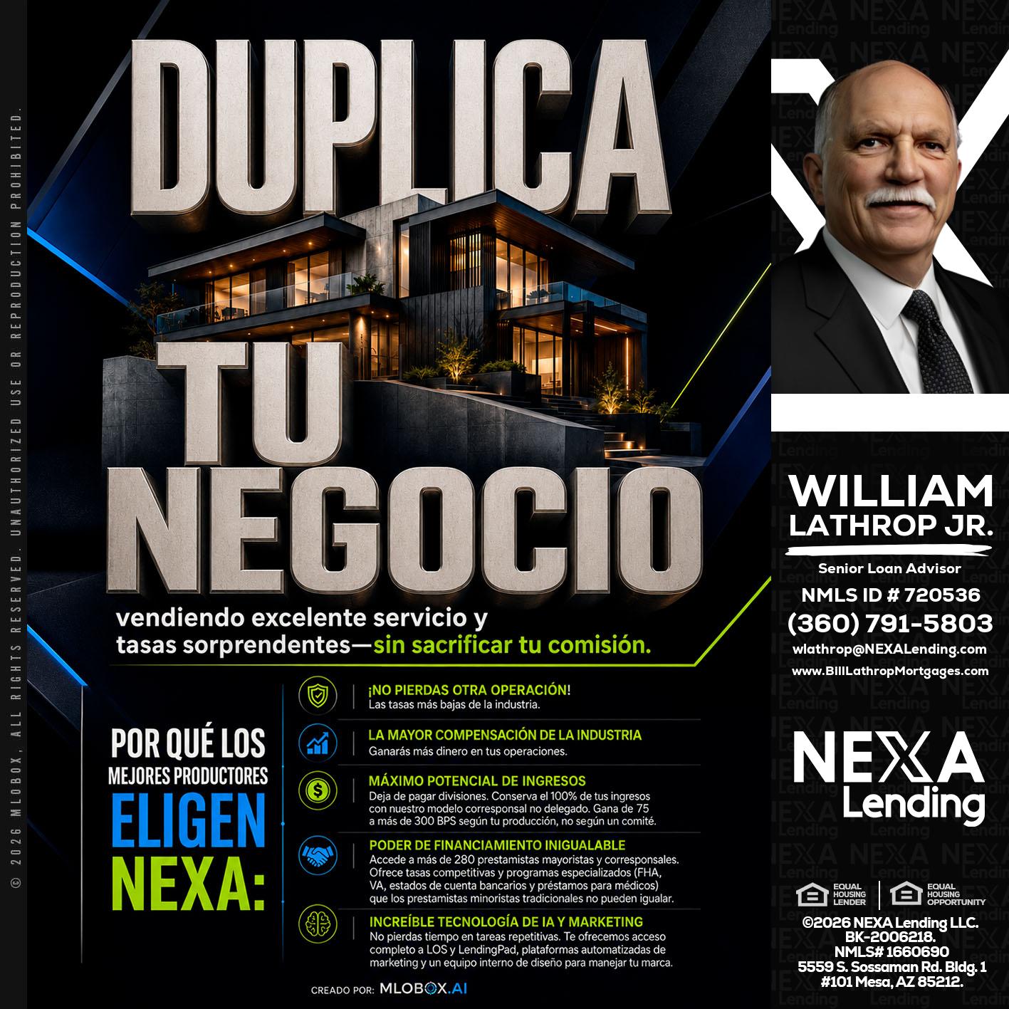 DUPLICA TU NEGOCIO - Bill Lathrop -Senior Loan Advisor
