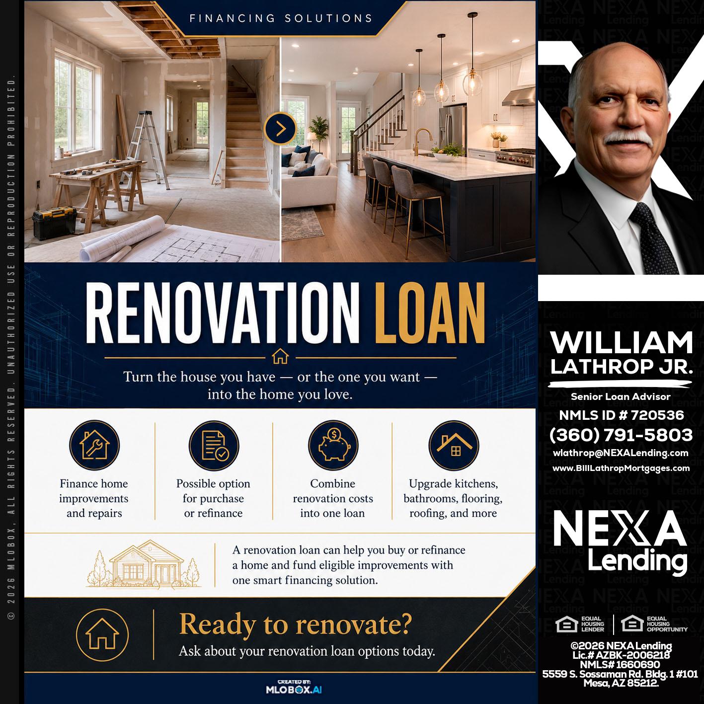RENOVATION LOAN - Bill Lathrop -Senior Loan Advisor