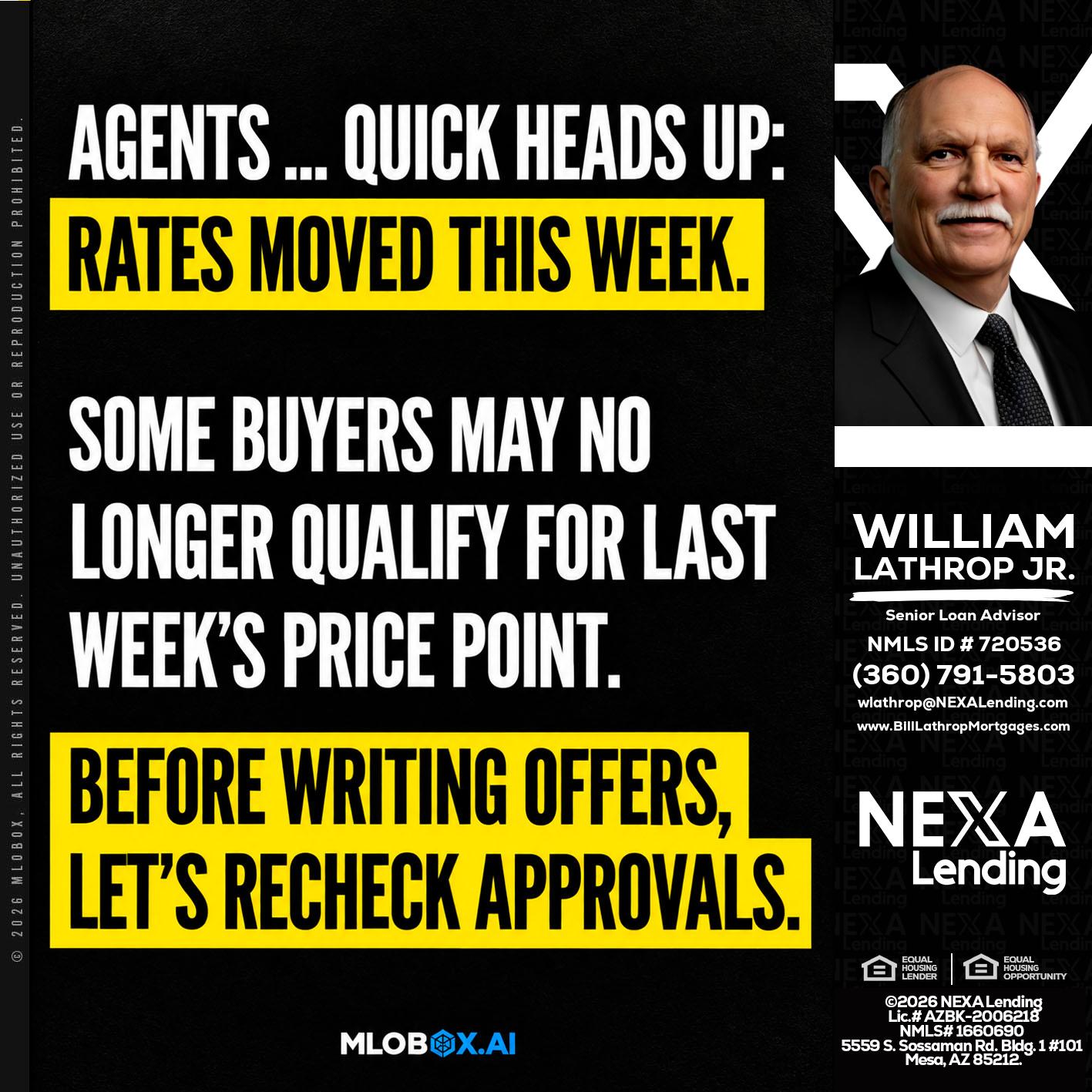 AGENTS QUICK - Bill Lathrop -Senior Loan Advisor
