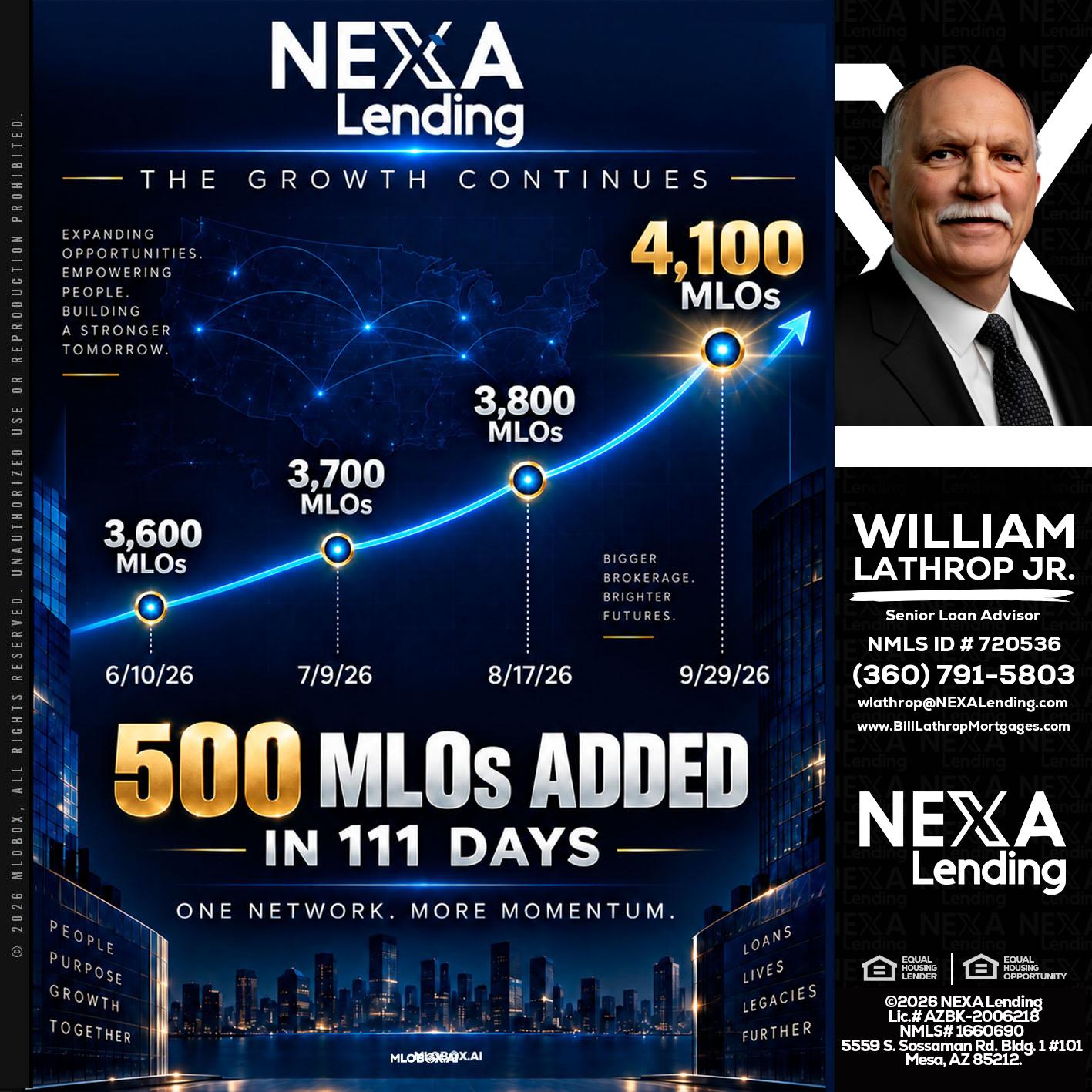 4,100 MLOs - Bill Lathrop -Senior Loan Advisor